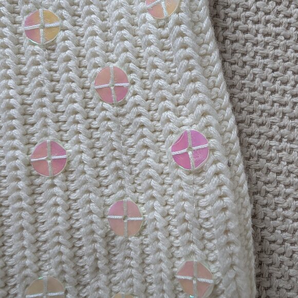 KOOKAÏ White/Cream sequined knit sweater with mid-length sleeves, Size M - Picture 9 of 13
